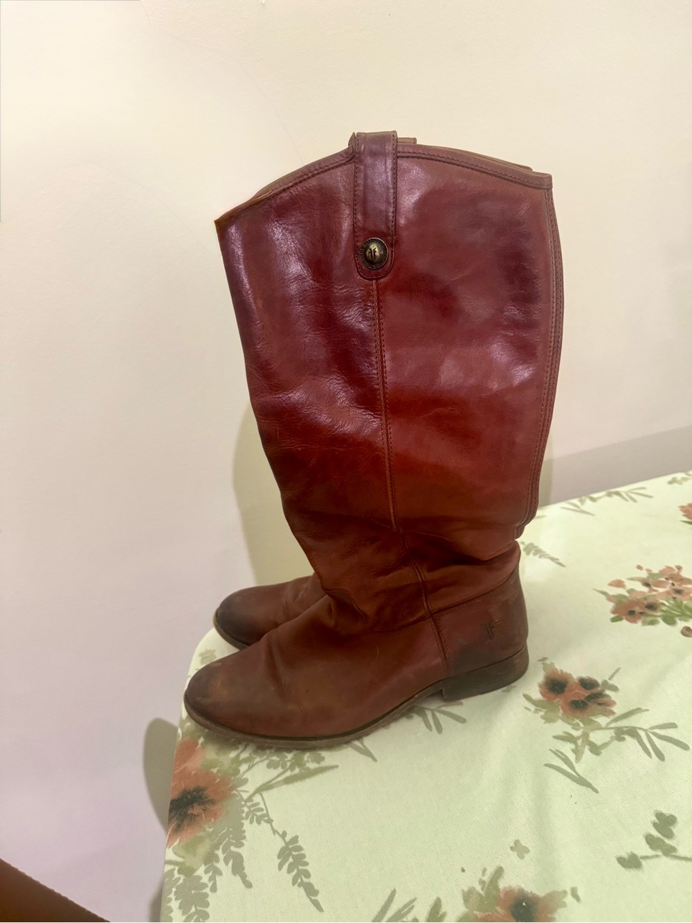 Frye Melissa Button Boot “Extended” Cognac Color size 9.5 Riding Boot